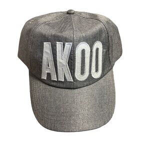 ✅NWT AKOO HEATHER GRAY HERRINGBONE Men's Baseball Cap DAD HAT White Logo